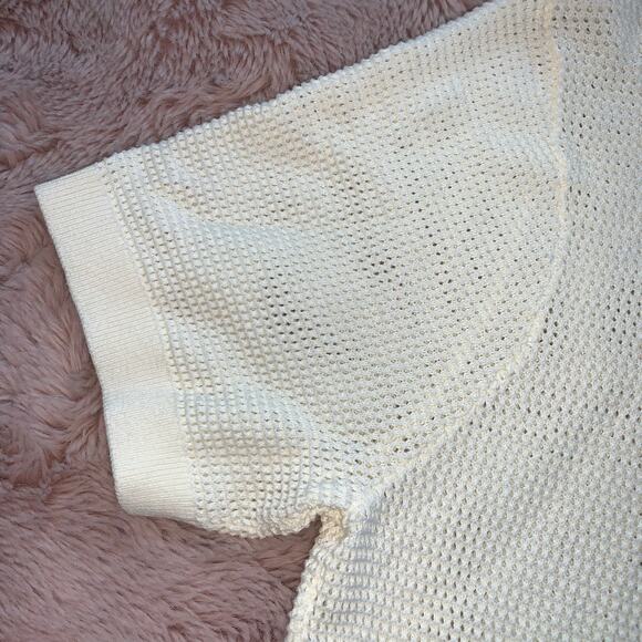 NWT Club Monaco Cream Short Sleeve Mesh Top - Picture 4 of 10